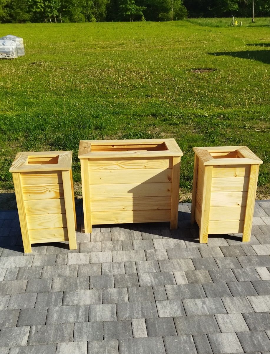 Donica drewniana tarasowa wysoka i długa 38x68x56