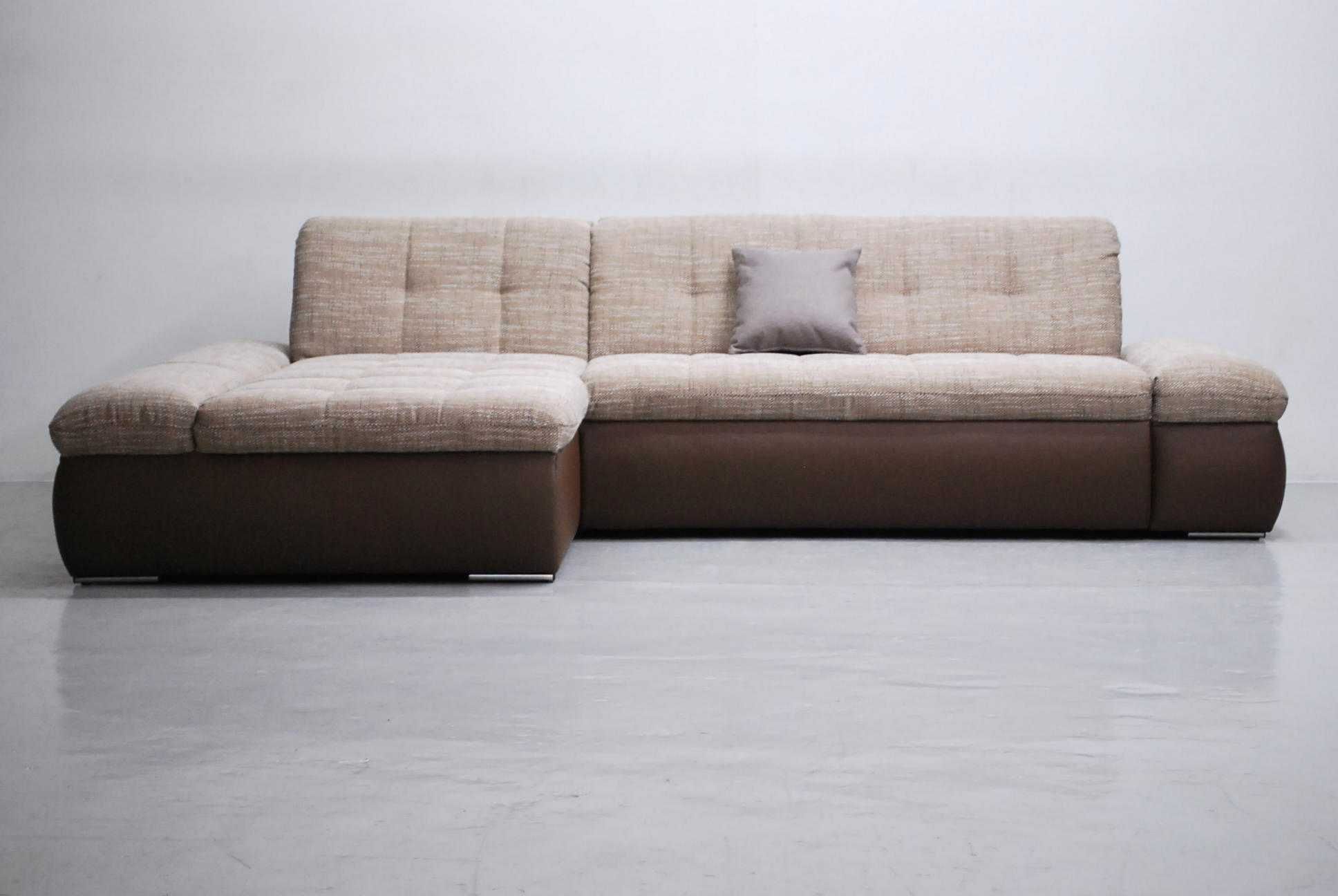 RXD narożnik funkcja spania, rogówka brązowa tkanina + eco skóra sofa