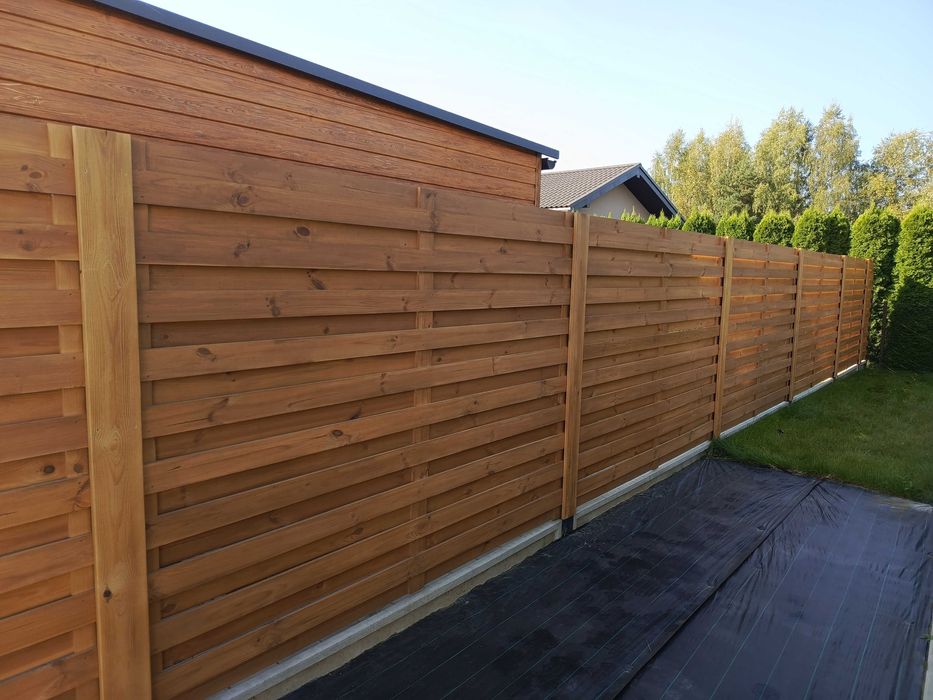 Płot Panele przęsła ogrodzeniowe lamelowe drewniane BARDZO SOLIDNIE