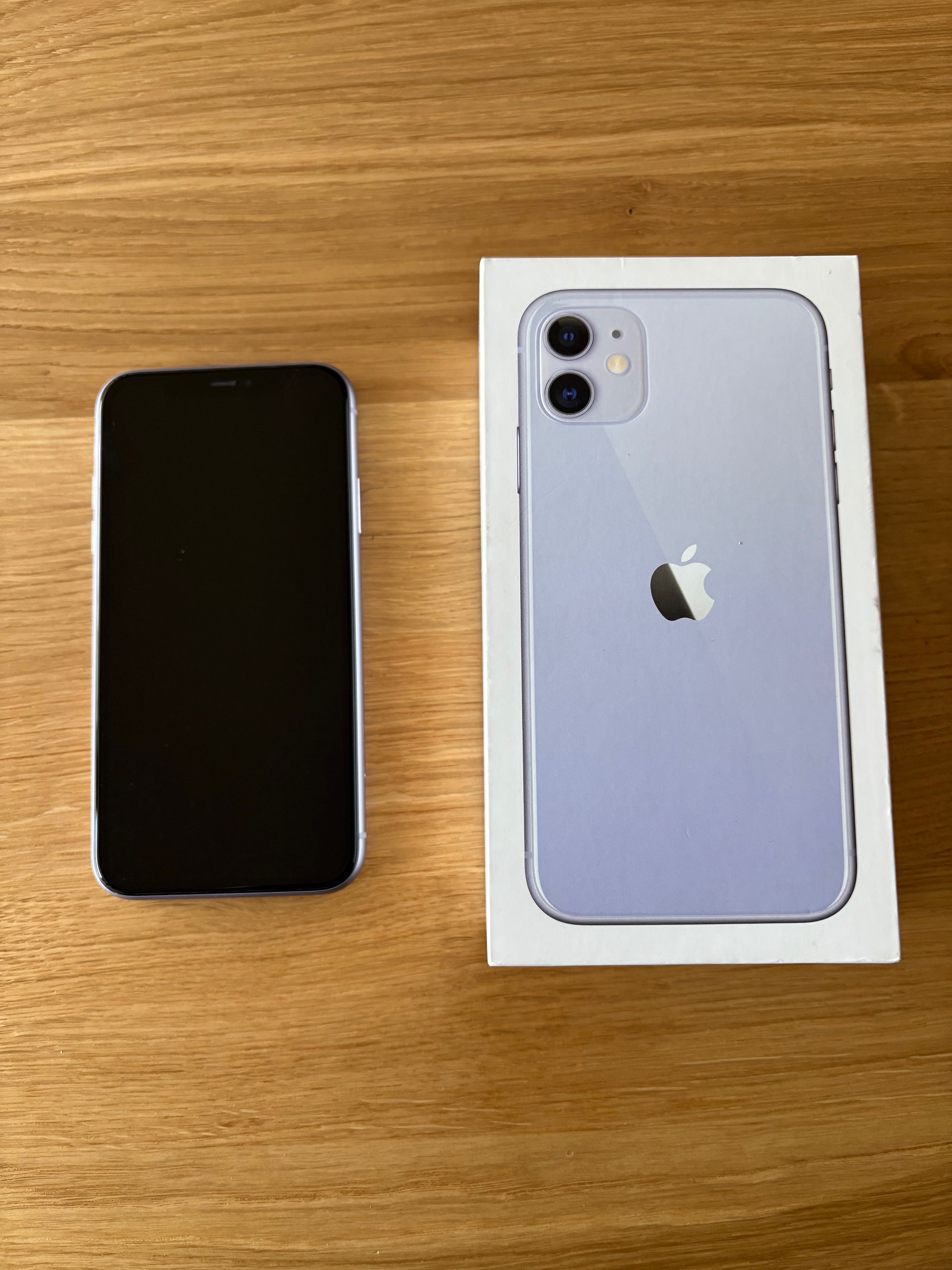 iPhone 11 fioletowy + słuchawki