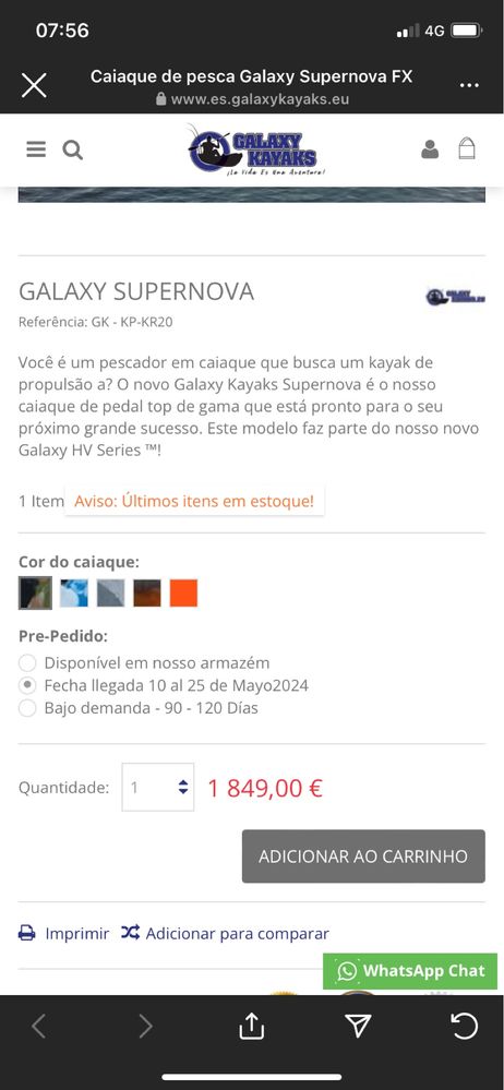 Caiaque de pesca - Galaxy Kayak Supernova