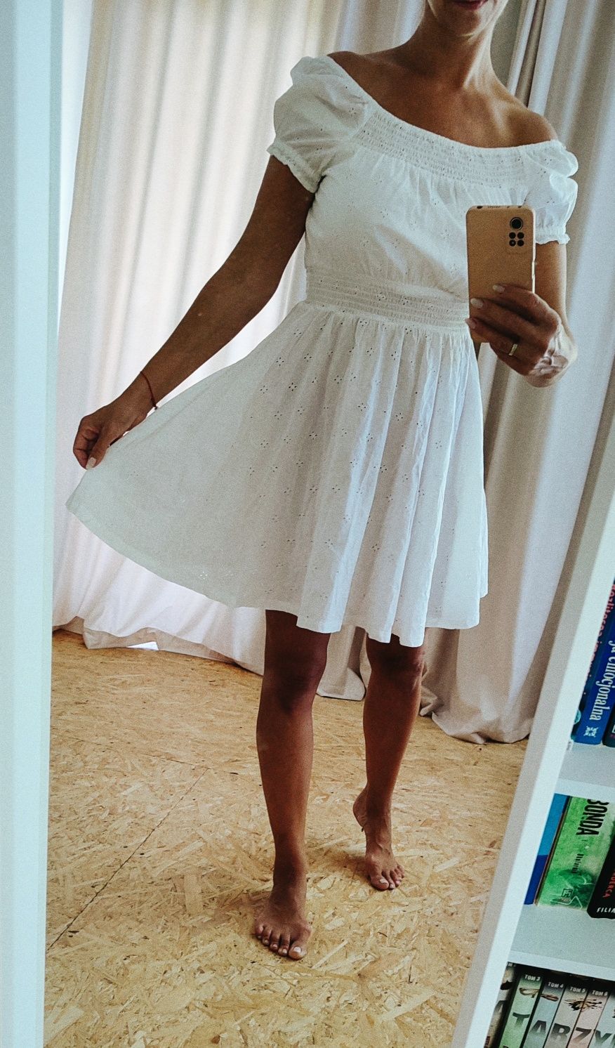 Sukienka zwiewna letnia ażurowa h&m wakacyjna 36/S 38/M
