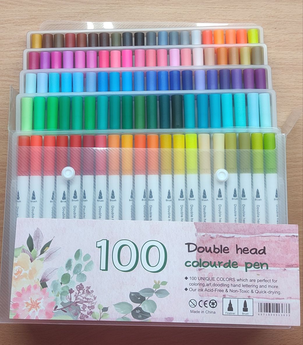 Flamastry dwustronne 100 sztuk