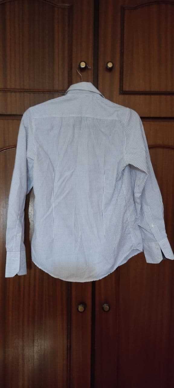 Camisa branca às riscas castanhas NOVA