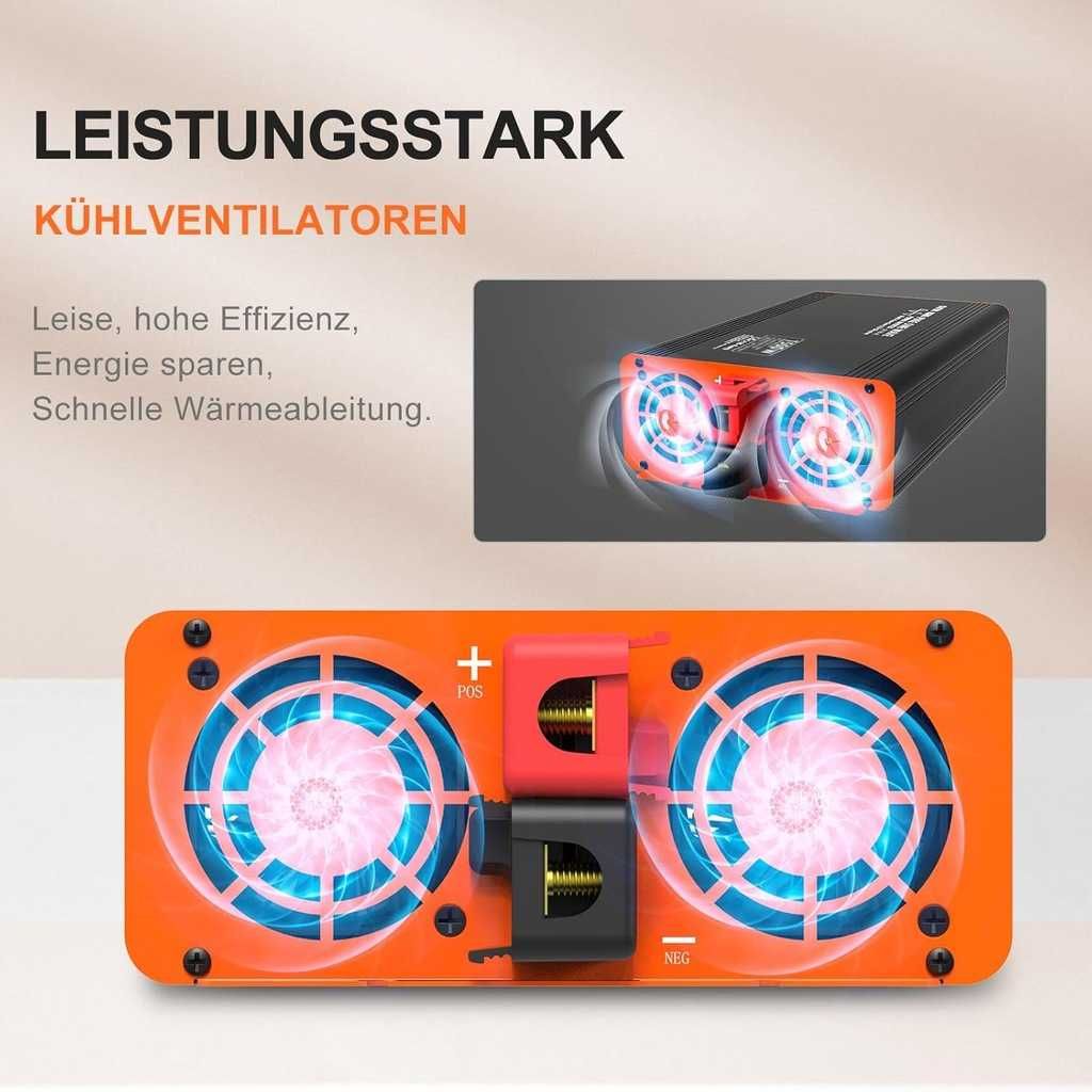 Falownik DATOUBOSS 1500W czysta sinusoida 12V na 230V LCD + pilot