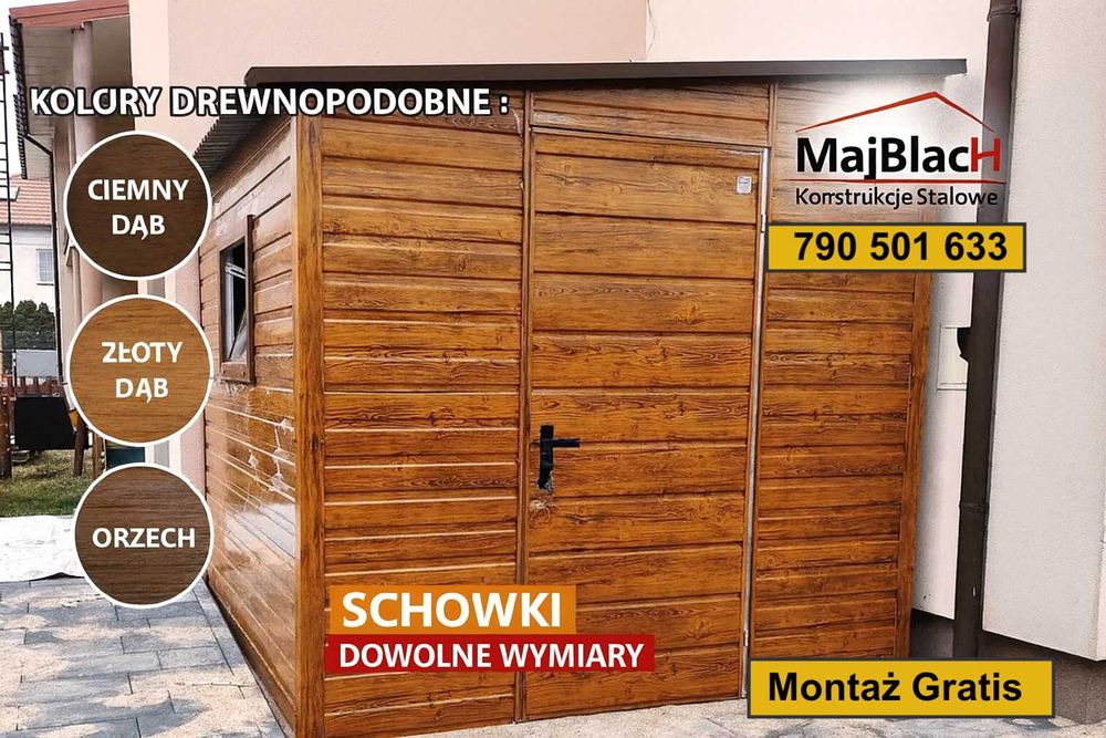 Złoty Dąb – Schowek / Wiata / Altana na Narzędzia / Garaż  – Maj-Blach