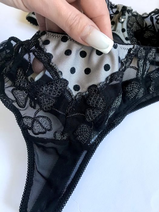 Комплект Чорний. Мереживний/ Срібні Метелики. 75 А/В/ XS/S розмір