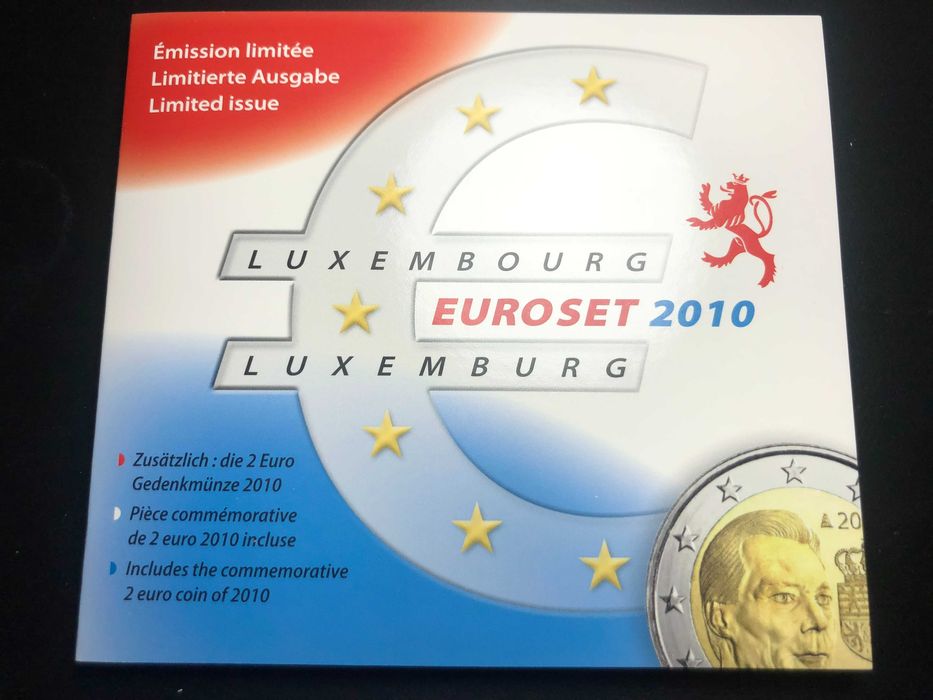 Set Anual Luxemburgo 2010 com Livro - Inclui 2€ Brasão Armas GrãoDuque