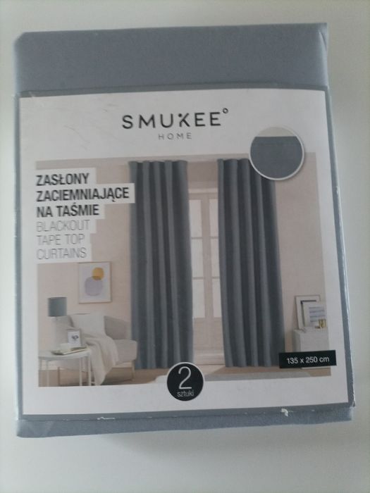 2 zasłony zaciemniające blackout 100% Smukee zestaw dwóch zasłon