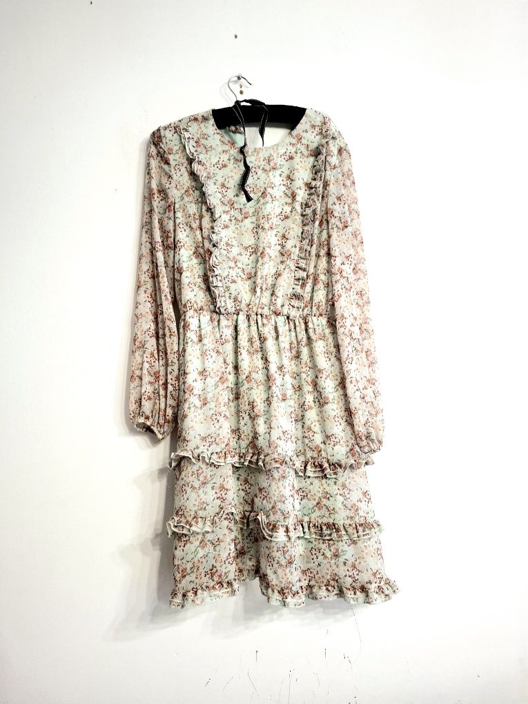 MOHITO Sukienka mini midi w kwiatki coquette mgiełka wiosna 38 m l 40