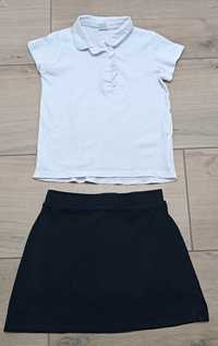 Strój galowy 104 spódniczka biała bluzka na galowo dla dziewczynki