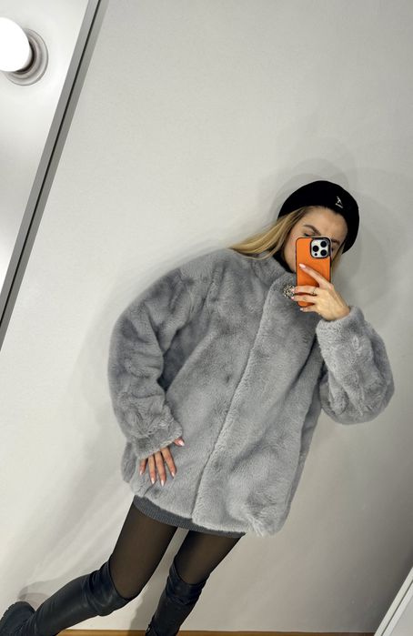 Розкішна нова сіра шуба еко штучне хутро 46 48 50