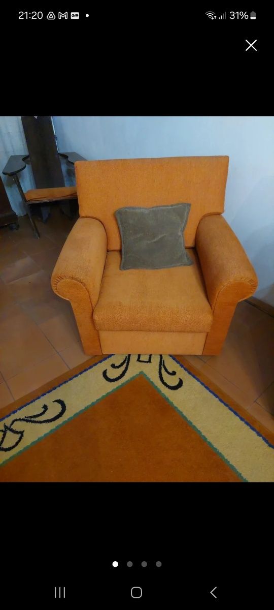 Conjunto de 3 sofas sala de estar cor laranja usados