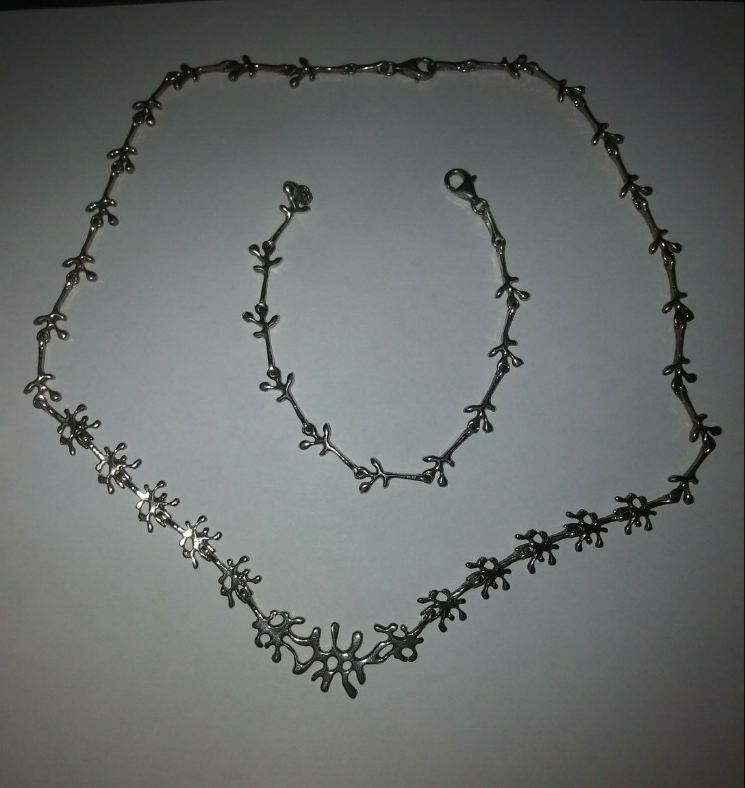 Stary komplet biżuterii naszyjnik bransoletka srebro gałązki