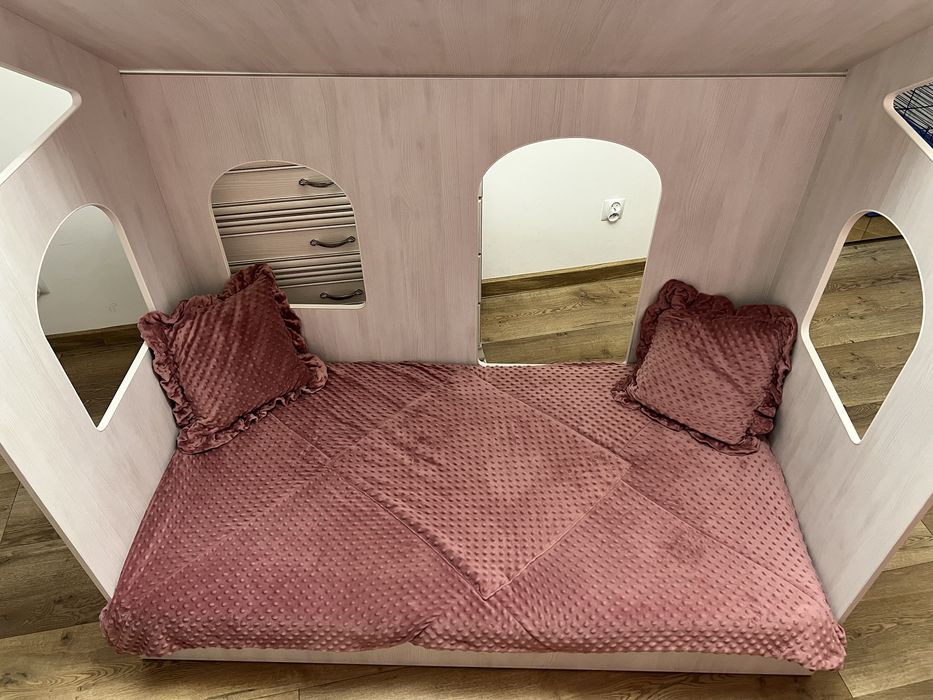 Łóżko dziecięce domek + PRZEŚCIERADŁO, 2x POSZEWKI