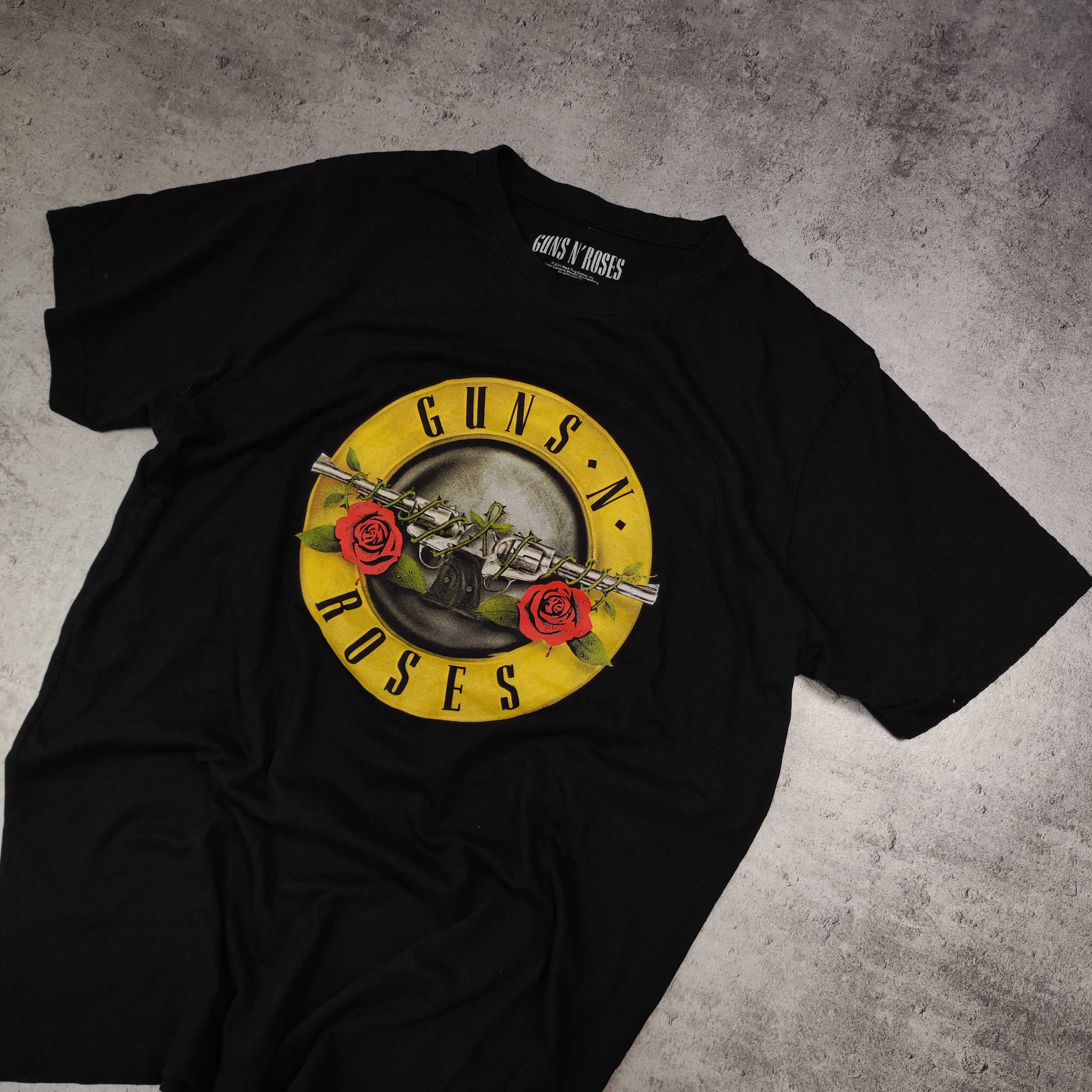 MĘSKA Oficjalna Koszulka Guns N Roses Duże Logo Czarna Rock Koncertowa