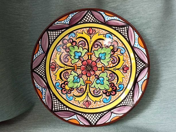 Ceramiczny talerz kolekcjonerski duży Pintado a mano ręcznie malowany