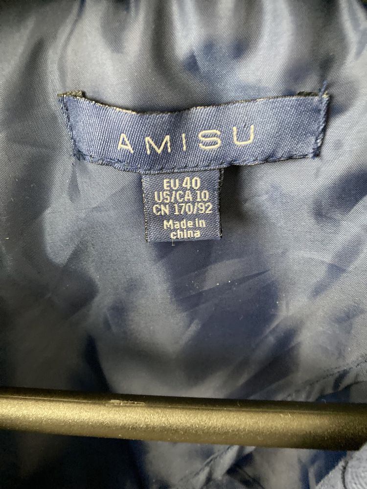 AMISU Marynarka damska lniana długa r. 40 / L