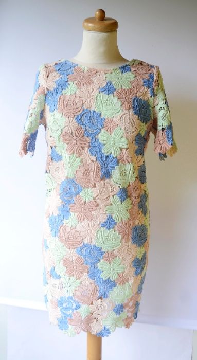 Sukienka M 38 NOWA Koronkowa Koronka Kolorowa Elegancka