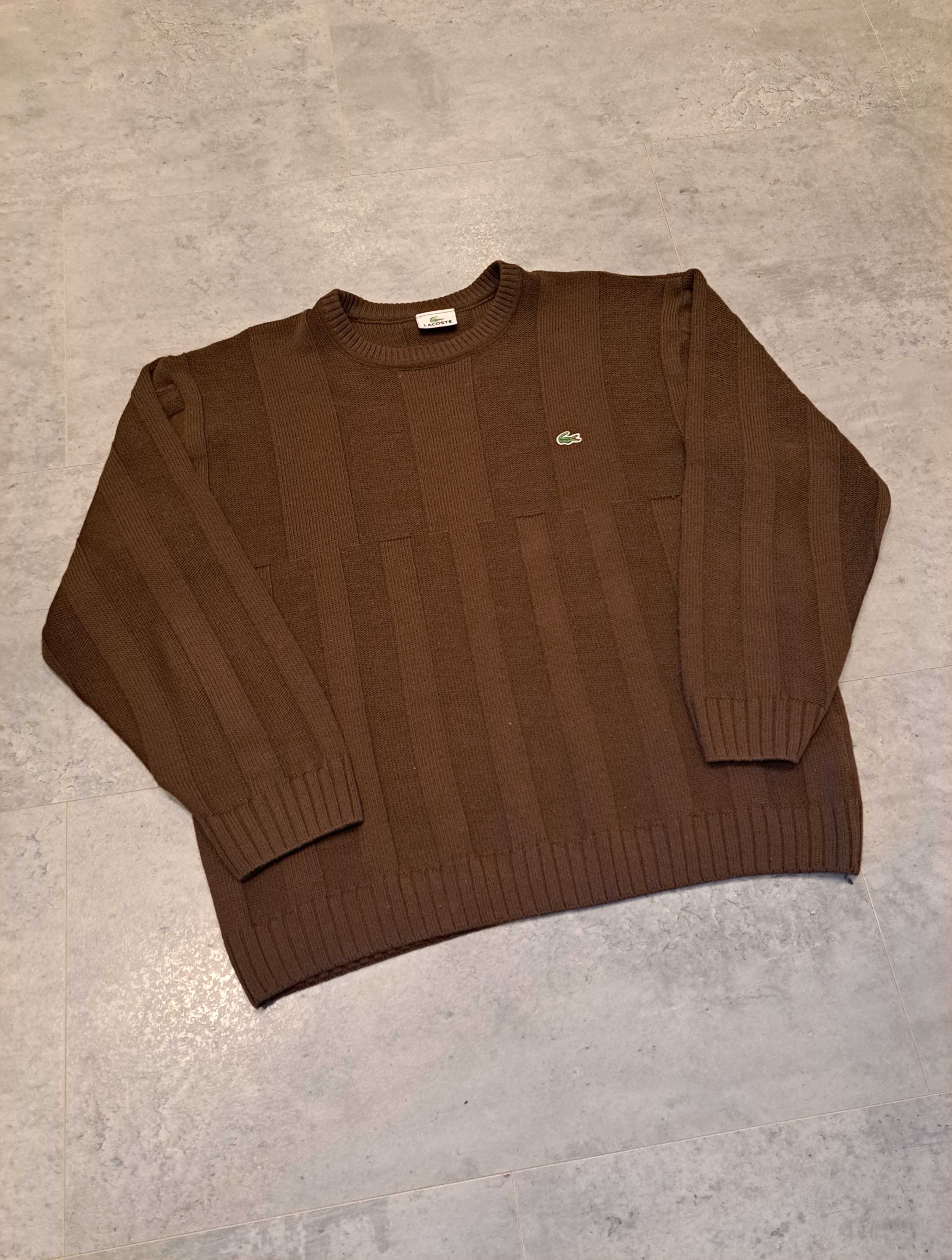 Sweter Lacoste Brązowy Klasyczny