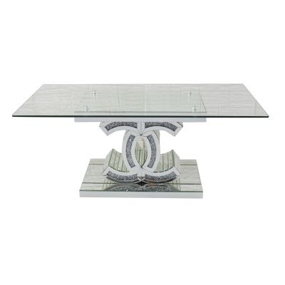 Nowoczesny lustrzany stolik kawowy z kryształkami glamour cc chanel ła