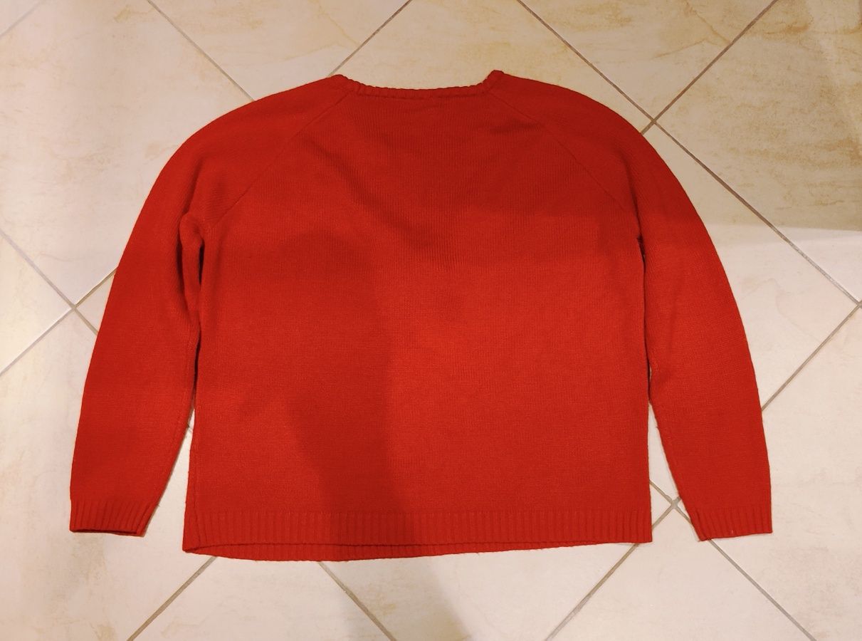 Czerwony sweter świąteczny duży 16 / 18 XL babeczka śmieszny xmas Boże