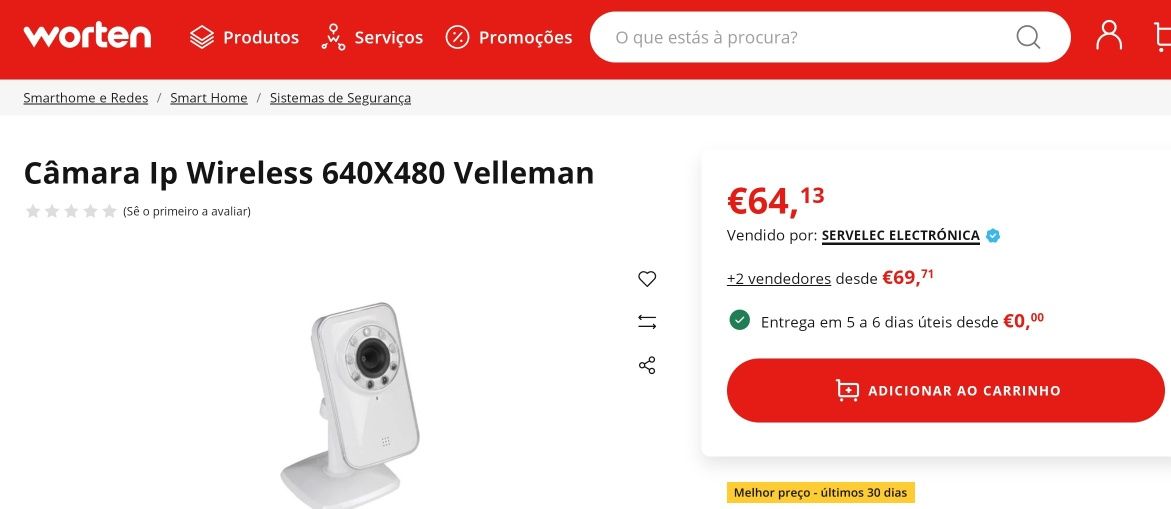 Câmara video vigilância WIFI Velleman - Nova