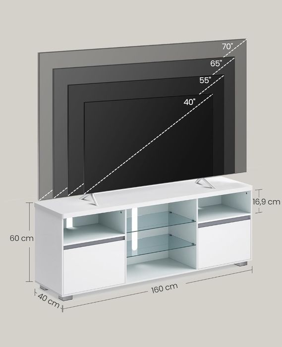 VASAGLE TV z oświetleniem LED, stolik LTV331T10 BRAK ELEMENTÓW 1/2