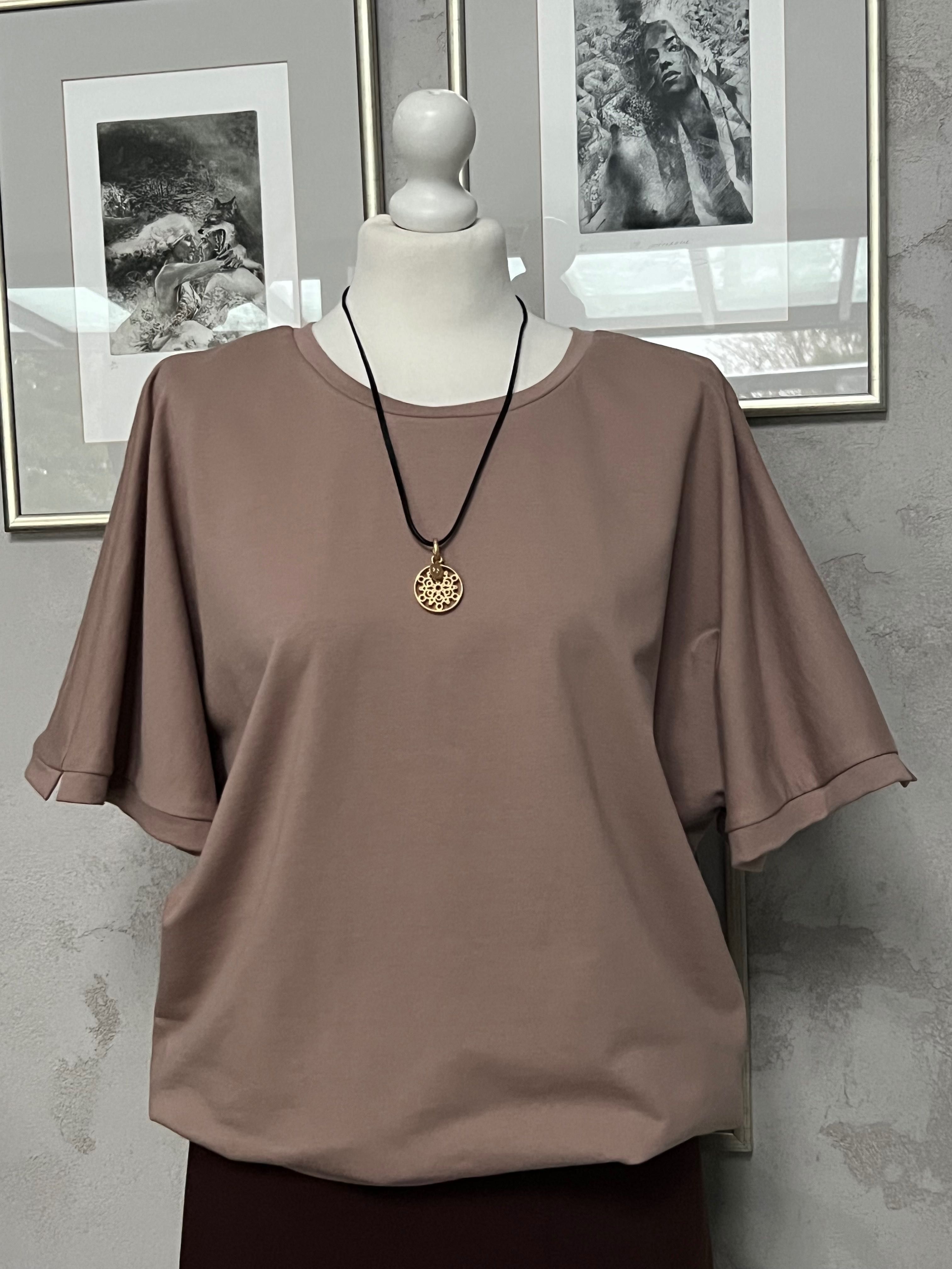 Bluzka, kolor roku 2025 Mocha Mousse, oversize