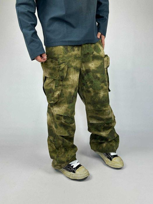Камо штани широкі джинси камуфляж хакі хаки джинсы штаны зеленые S M L