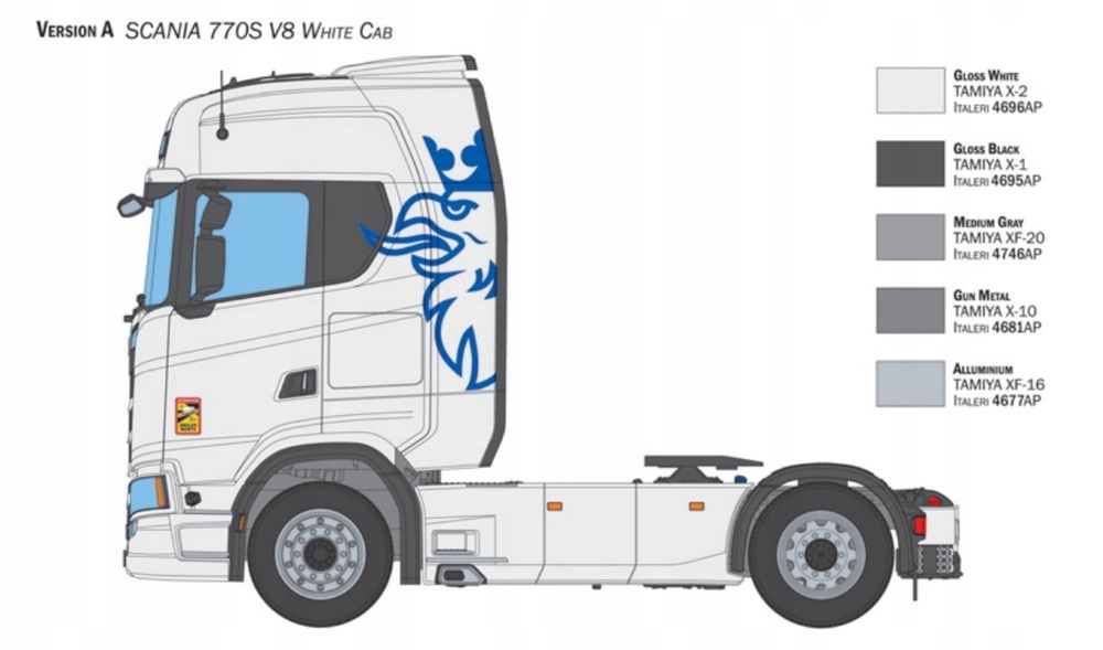 Italeri 3965 Ciężarówka Scania 770S V8 White Cab model skala 1/24