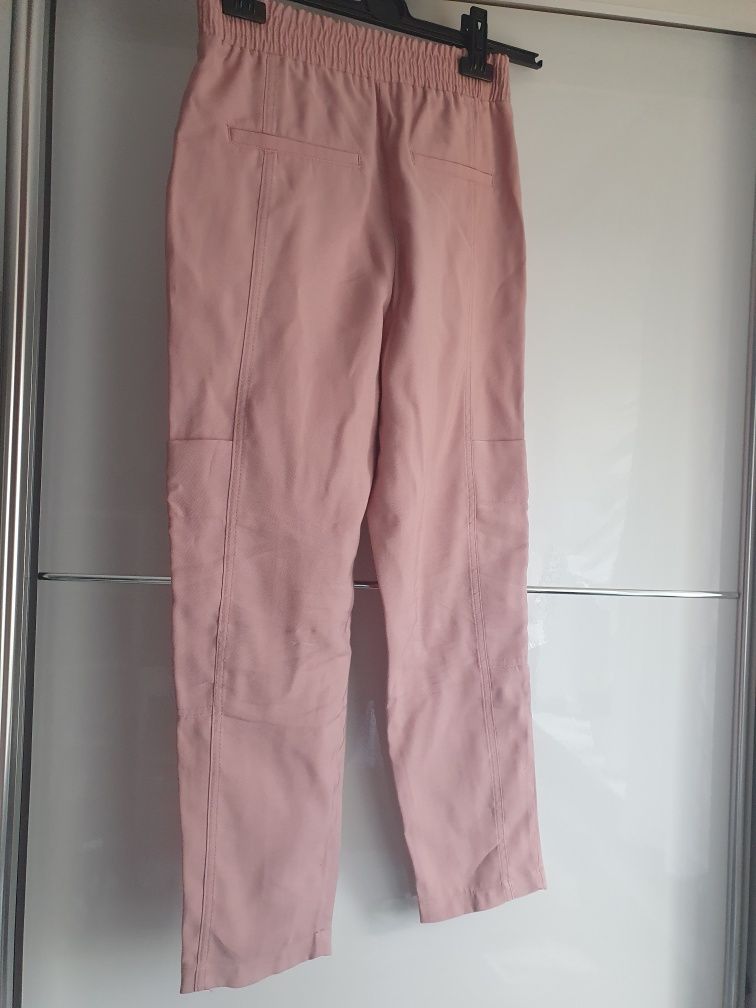 Luźne spodnie Zara cargo chinosy różowe cygaretki S 36 XS 34 nowe hit