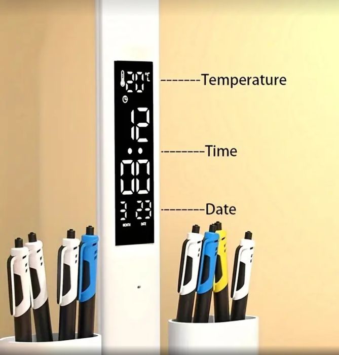 Настольная лампа с аккумулятором 40 LED с часами и термометром
