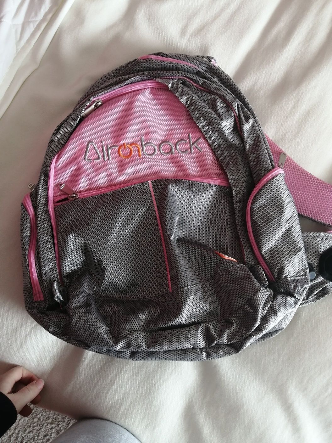 Mochila cinzenta/rosa