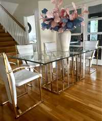 Wloski designerski stol vintage metal szklo 100/200cm