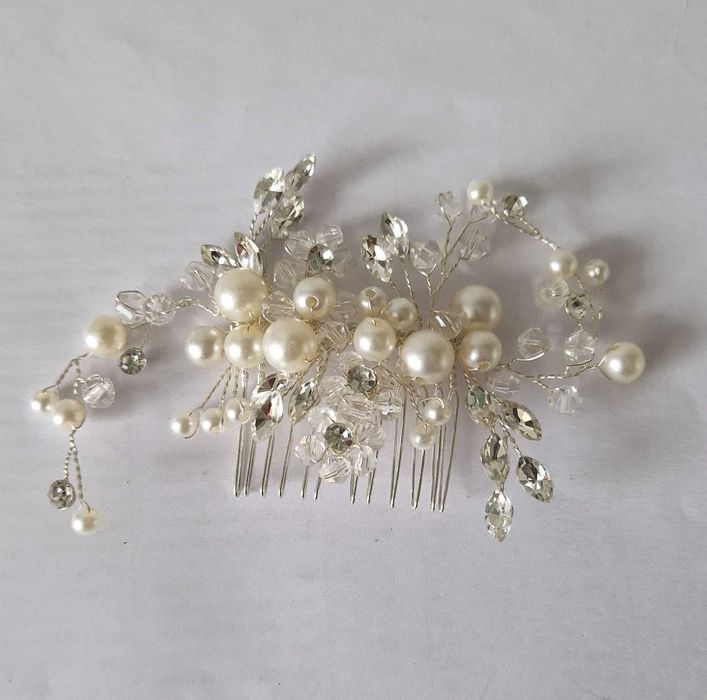 Ozdoba do włosów, grzebień spinka, ślub komunia, kryształki perełki