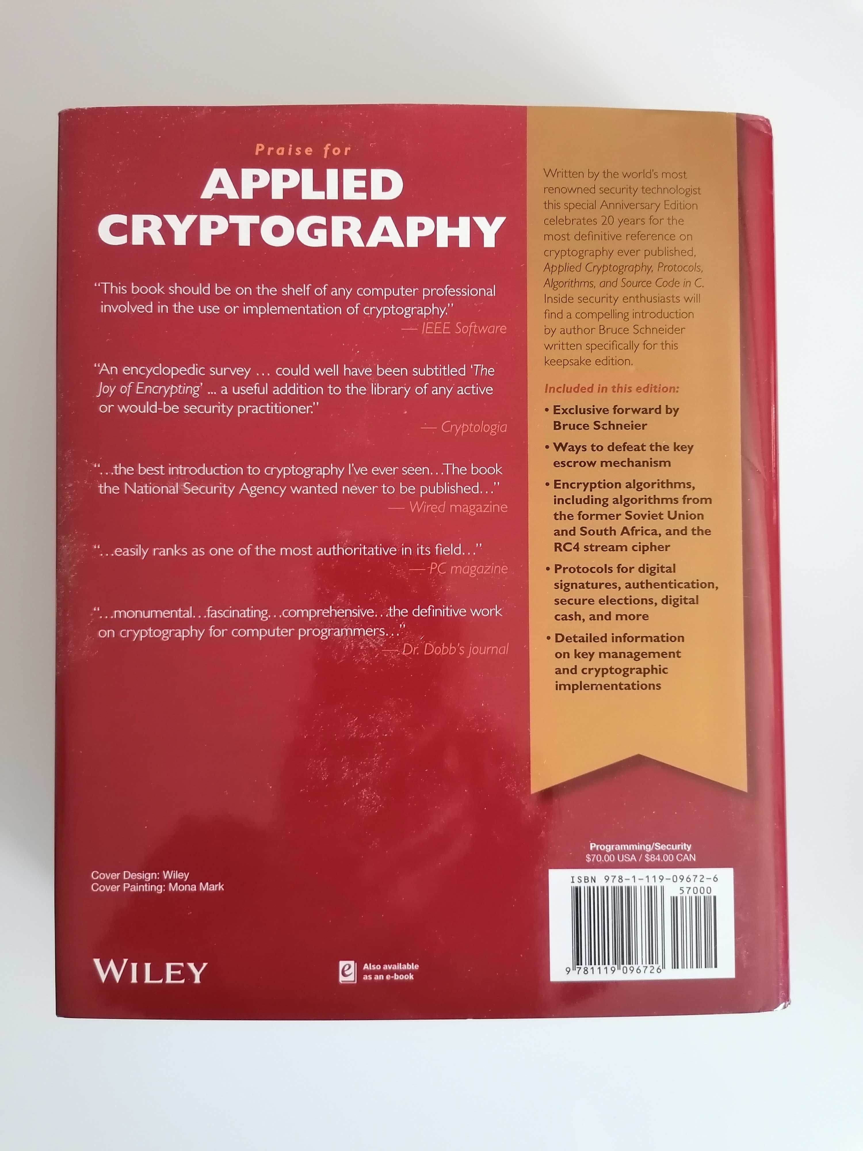 Livro Applied Cryptography, de Bruce Schneier-NOVO