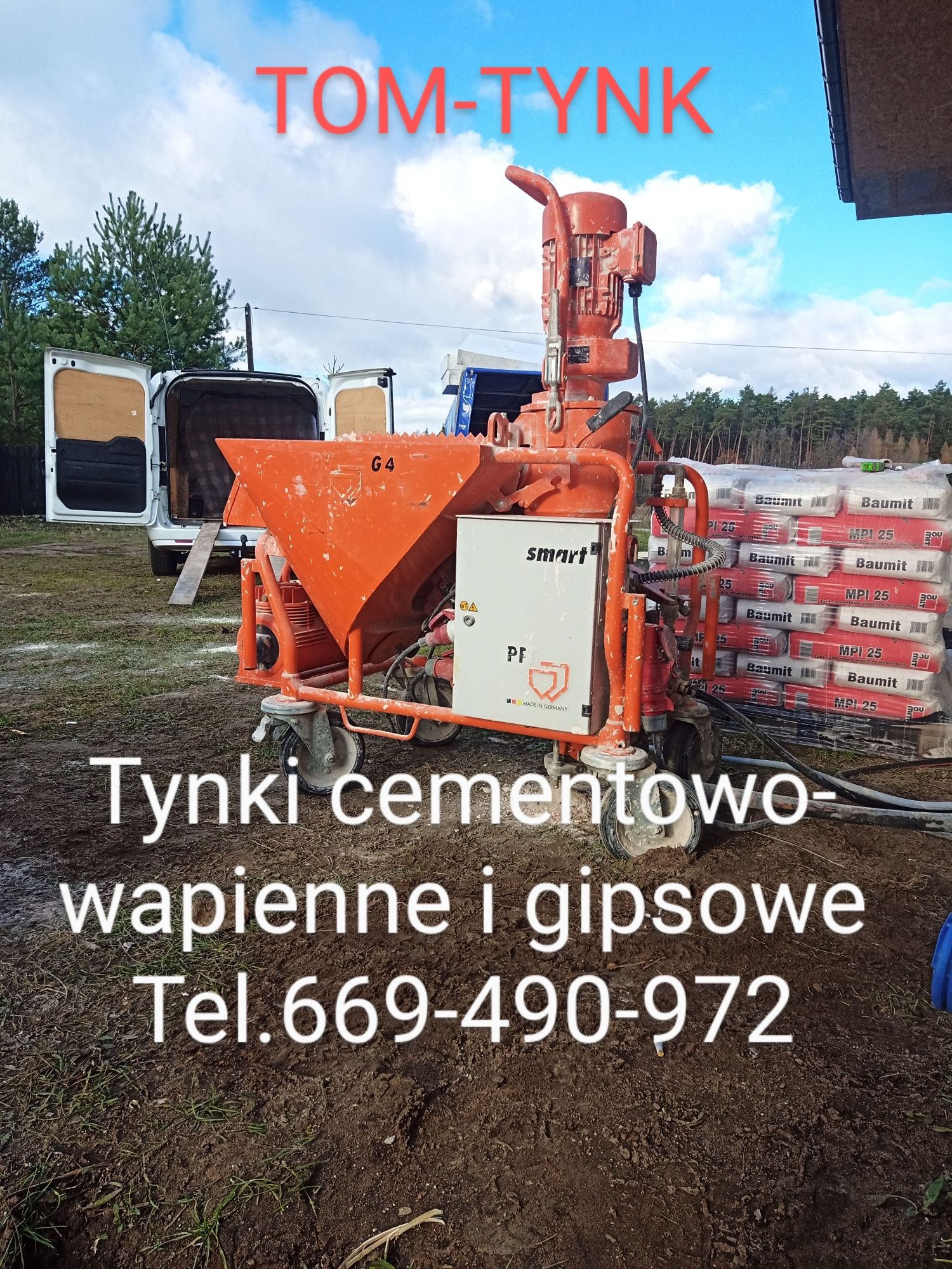 Tynki maszynowe cementowo-wapienne i gipsowe.Malowanie natryskowe