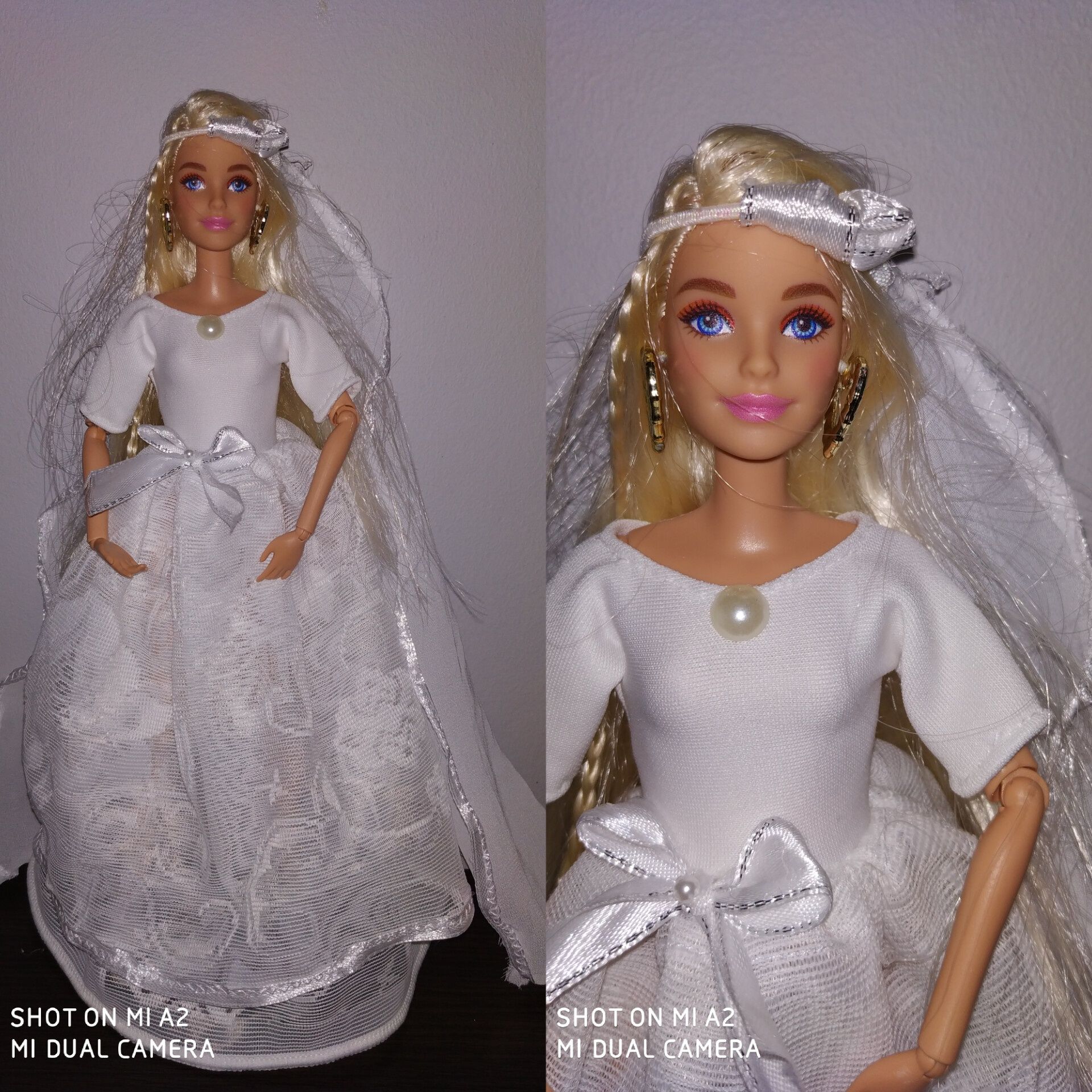 Suknia ślubna dla lalek Barbie rękodzieło