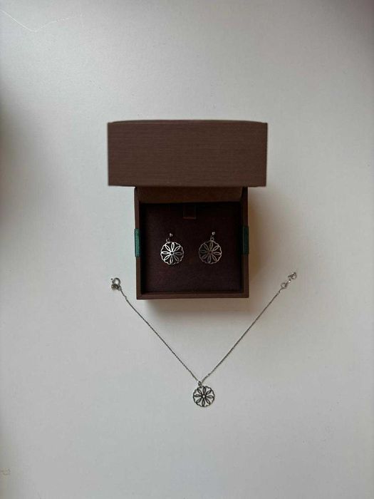 Nowy Komplet Srebrne Kolczyki i Bransoletka YES