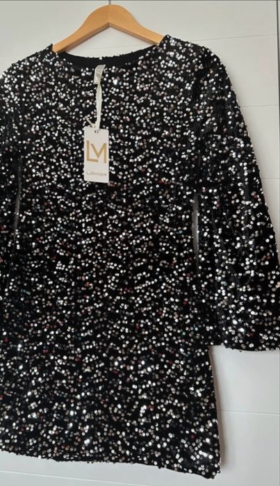 NOWA włoska sukienka sylwestrowa Lamiar cekiny Italy rozmiar uni