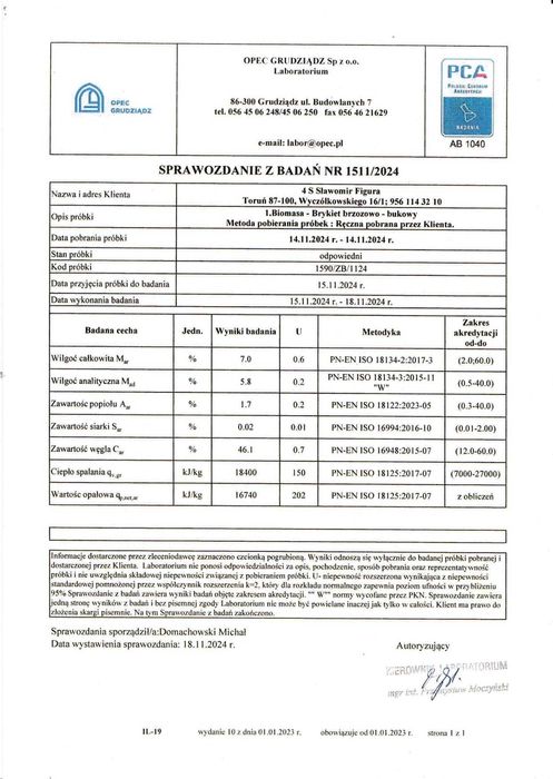 Brykiet bukowy - brzozowy liściasty Toruń Bydgoszcz Grudziądz Włocławe