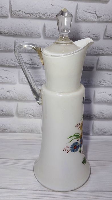 Кувшин полевые цветы, молочное стекло ручная роспись.  Цена 2500 грн