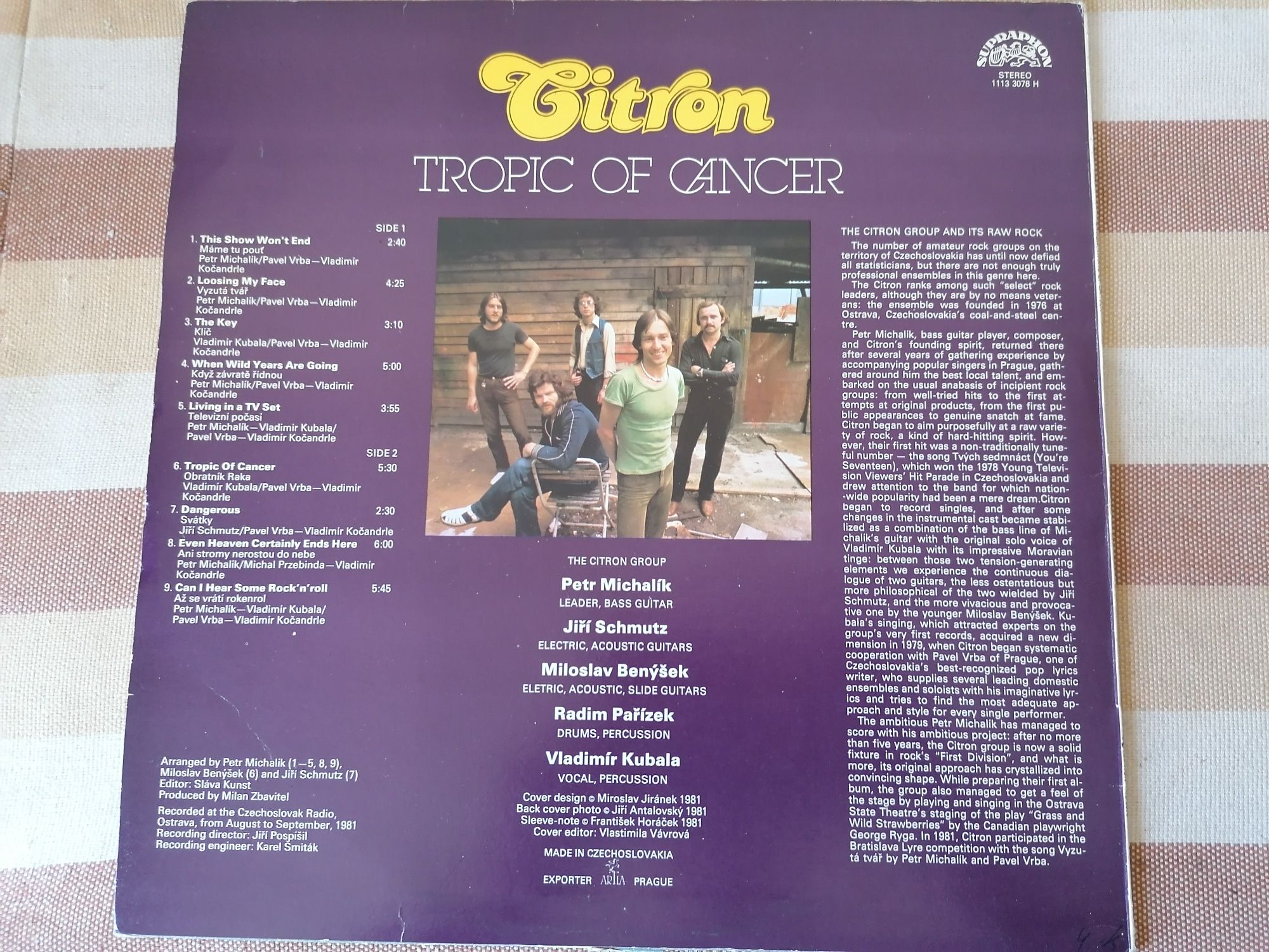 Пластинка Citron /  Tropic of cancer / 1981 / Chechslovakia / NM +