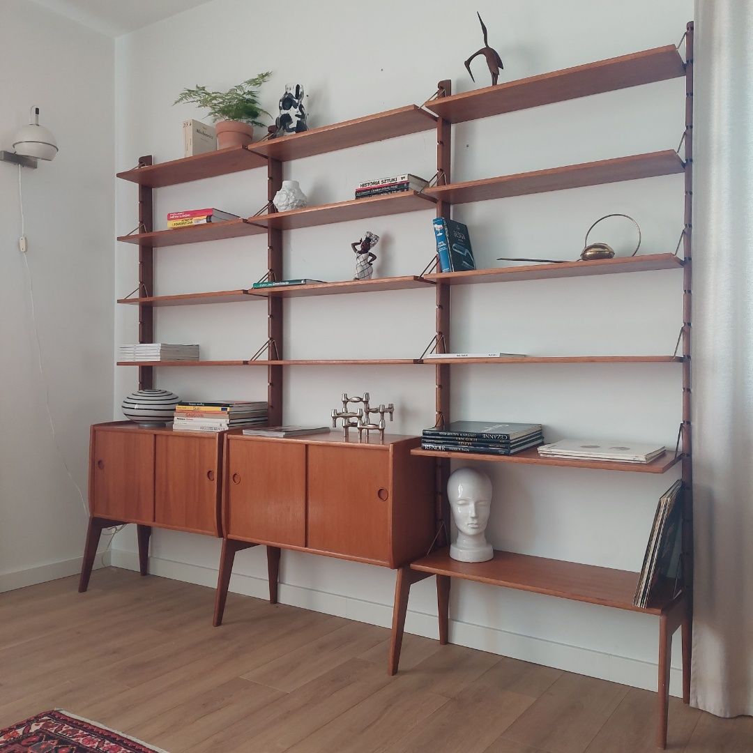 Regał tekowy modulowy lata 60'te