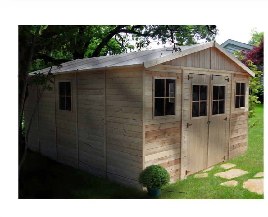 Casa-jardim de Madeira com chão; 20m2, 100% nova (ainda desmontada)