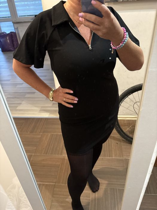 Czarna piękna sukienka tunika Reserved s Rozm 36/40 dekolt suwak