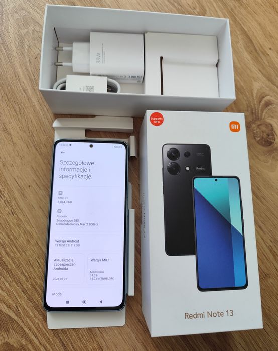 8+4/256 redmi note 13 jak nowy