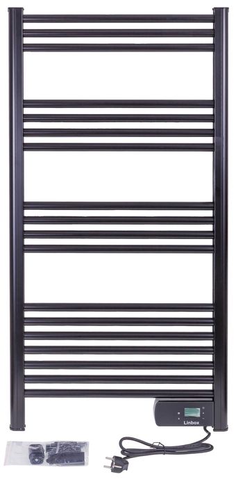 GRZEJNIK ŁAZIENKOWY 500W elektryczny LCD timer termostat czarny