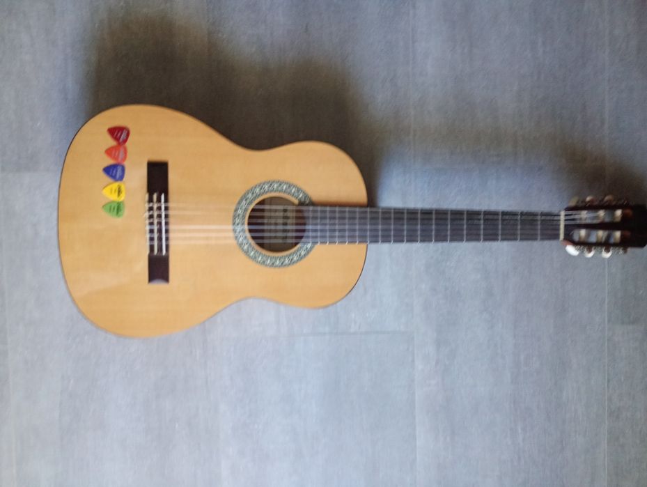 Guitarra clássica com saco e 5 palhetas